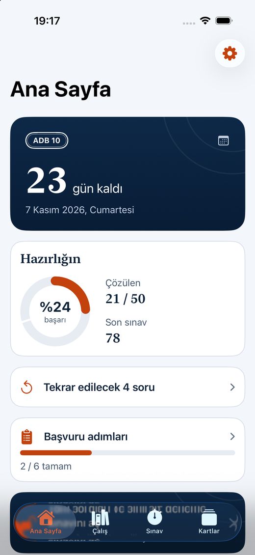 Ana sayfa: sınava kalan gün ve hazırlık durumu